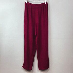 CP SHADES Linen Blend Pants Size M Red Black Burgundy Pull On Lagenlook Artisan